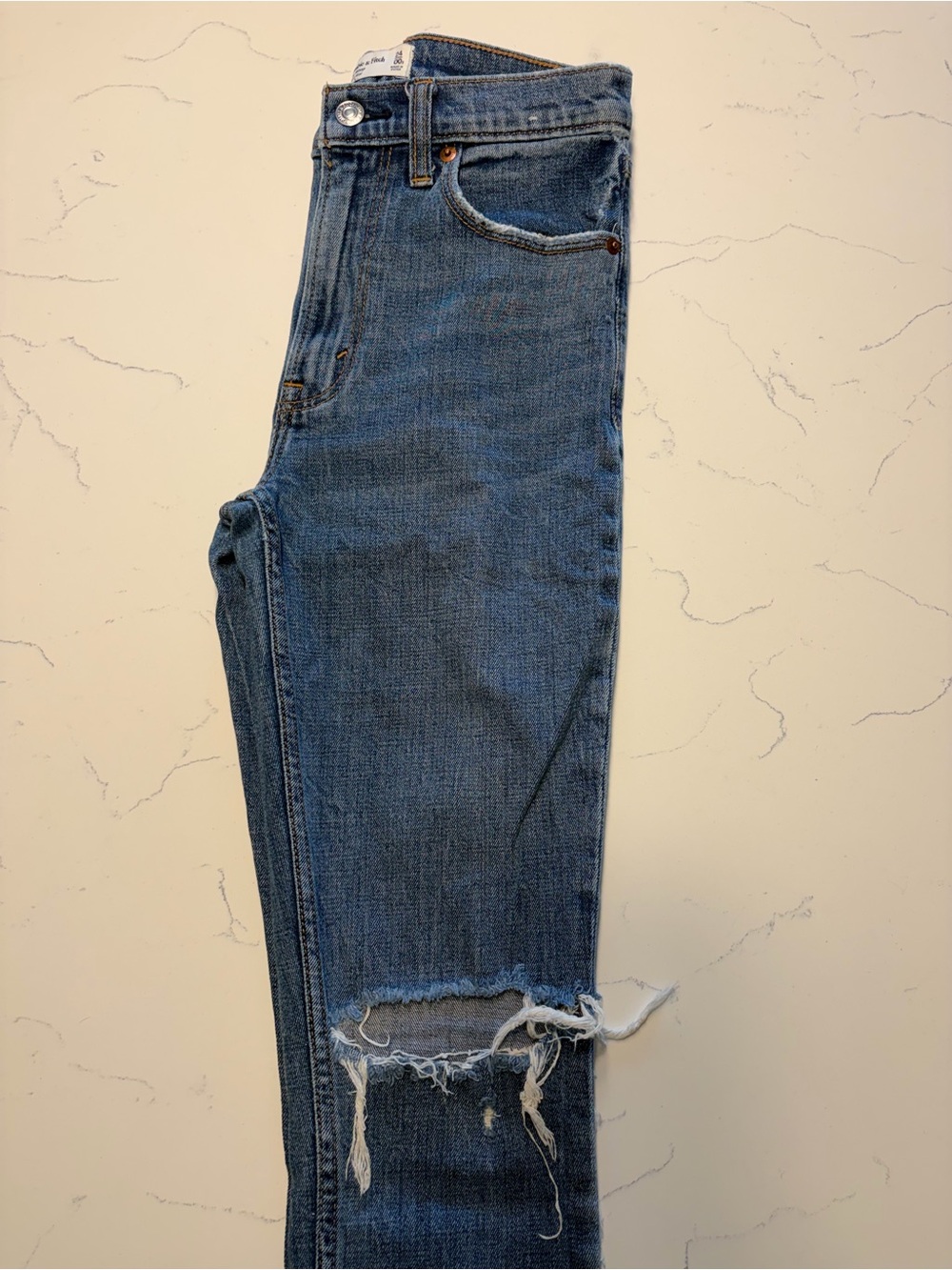 Abercrombie & Fitch Medium Blue Skinny Jeans with Distressed Knee